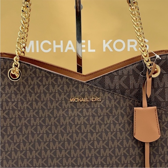 MICHAEL KORS LARGE X CHAIN LOGO
SHOULDER BAG BROWN SIGNATURE COLOR - Picture 10 of 16